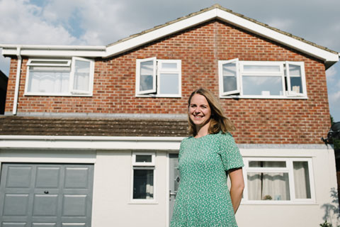 Quick Move Now customer, Vicky Hughes stood in front of her house